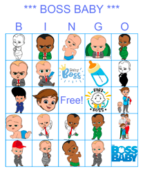 Boss Baby Bingo Cards Printable,Party Game,100 unique bingo cards,digital download Pdf