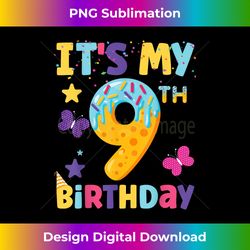 It's My 9th Birthday Sweet Donats Girls Funny 9 Year - Classic Sublimation PNG File - Crafted for Sublimation Excellence