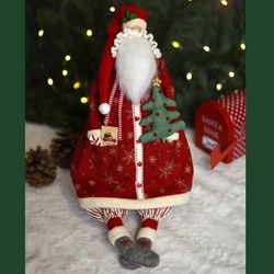 Santa Tilda With Christmas Tree Vintage Handmade Santa Santa Doll Christmas Doll Christmas Decor Gift  Interior Santa