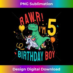 Kids Rawr Im 5 Dinosaur T Rex 5th Birthday Unicorn 5 Years O - Timeless PNG Sublimation Download - Craft with Boldness and Assurance