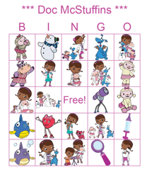 Doc McStuffins Bingo Cards Printable,Party Game,100 unique bingo cards,digital download Pdf