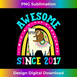 Awesome Since 2017 Llama Sloth 6th Birthday Rainbow G - Chic Sublimation Digital Download - Spark Your Artistic Genius
