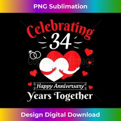 Hearts Hugging Celebrating 34 Years Together Anniver - Edgy Sublimation Digital File - Elevate Your Style with Intricate Details