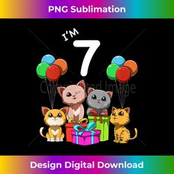 Kids Seventh Birthday Cats - 7 Year Old Boy - Deluxe PNG Sublimation Download - Ideal for Imaginative Endeavors