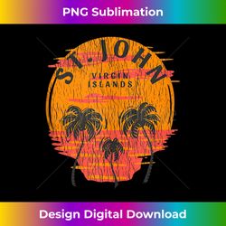 Retro St. John Virgin Islands Palm Trees Sunset Skull Beach Tank T - Edgy Sublimation Digital File - Access the Spectrum of Sublimation Artistry