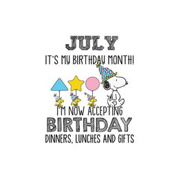 July Its My Birthday Month Svg, Birthday Svg, Birthday Snoopy Svg, Snoopy Svg, July Birthday Svg, July Svg, Born In July