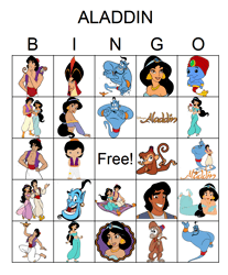 Aladdin Bingo Cards Printable,Bingo Party Game,50 unique bingo cards,digital download Pdf