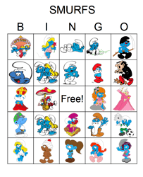 Smurfs Bingo Cards Printable,Bingo Party Game,50 unique bingo cards,digital download Pdf