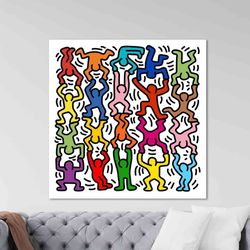 Keith Haring Canvas Artwork Keith Haring Wall Art Extra Large Wall Art Grunge Style Print Street Art Canvas Mother's Day