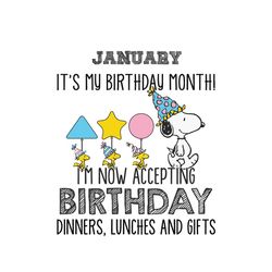 January Its My Birthday Month Svg, Birthday Svg, Birthday Snoopy Svg, Snoopy Svg, January Birthday Svg, January Svg, Bor