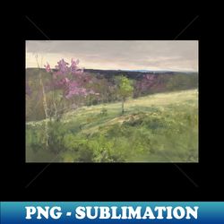 redbud landscape oil on canvas - exclusive png sublimation download - create with confidence