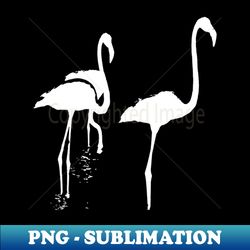 Minimalistic Three Flamingos Silhouette In White - Special Edition Sublimation PNG File - Unleash Your Creativity