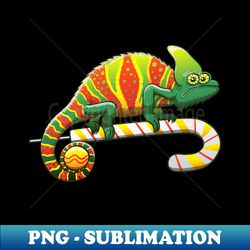Shy chameleon wearing the perfect camouflage for Christmas - PNG Transparent Sublimation Design - Perfect for Sublimation Mastery