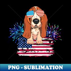 Basset Hound American Flag 4Th Of July - Vintage Sublimation PNG Download - Add a Festive Touch to Every Day