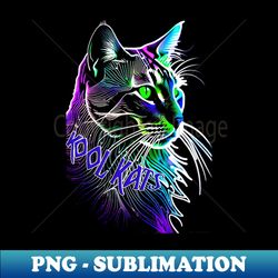 Kool Kat Neon Feline Glow Head  Shoulder Tee - Vintage Sublimation PNG Download - Defying the Norms