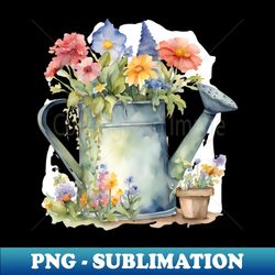 Pastel Watering Can and Flowers Watercolor - Unique Sublimation PNG Download - Unleash Your Creativity