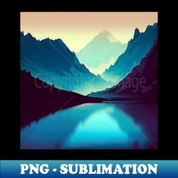 vaporwavenature lake in mountains landscape - decorative sublimation png file - unleash your inner rebellion