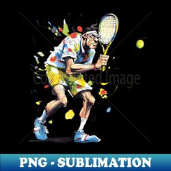 A cartoon tennis player playing tennis - Unique Sublimation PNG Download - Spice Up Your Sublimation Projects