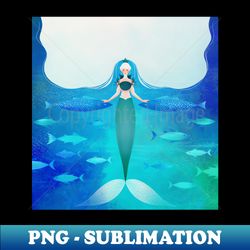 Arctic Ocean mermaid queen with blue and green fish - Premium Sublimation Digital Download - Unlock Vibrant Sublimation Designs