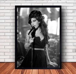 Amy Winehouse Music Poster Canvas Wall Art Family Decor, Home Decor,Frame Option-2