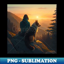 Mountain Hiking Sunset Adventure Travel with My Dog - High-Resolution PNG Sublimation File - Perfect for Sublimation Art