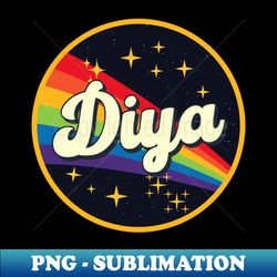 Diya  Rainbow In Space Vintage Style - PNG Transparent Digital Download File for Sublimation - Enhance Your Apparel with Stunning Detail
