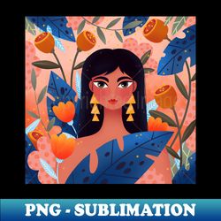 Cute girl with plants and flowers - Creative Sublimation PNG Download - Transform Your Sublimation Creations