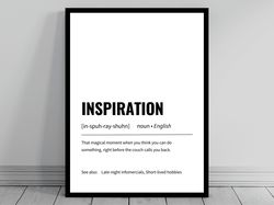 Inspiration Definition Minimalist Office Art Funny Definition Poster Daily Affirmation Home Office Art Motivational