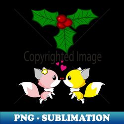 Two foxes kissing under the mistletoe - High-Quality PNG Sublimation Download - Vibrant and Eye-Catching Typography