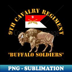 9th Cavalry Regiment - Buffalor Soldiers w 9th Cav Guidon - Stylish Sublimation Digital Download - Perfect for Personalization