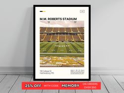 MM Roberts Stadium Southern Miss Golden Eagles Poster NCAA Stadium Poster Oil Painting Modern Art