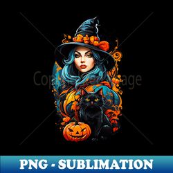 Witchy Companions Pretty Witch Cat and Pumpkin for Halloween - Professional Sublimation Digital Download - Unleash Your Inner Rebellion