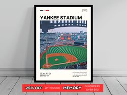 Yankee Stadium New York Yankees Poster Ballpark Art MLB Stadium Poster Oil Painting Modern Art Travel Art