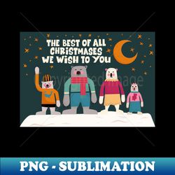 Merry Christmas Postcards - Beautiful Christmas designs - cute Polar bear family - PNG Transparent Sublimation Design - Perfect for Creative Projects