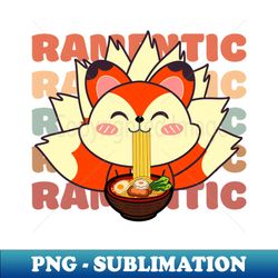 Cute Fox Eating Ramen - PNG Transparent Sublimation Design - Unleash Your Creativity