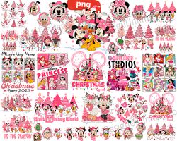 Disney Pink Christmas Png Bundle, Disney Pink Christmas PNG, Disney Pink Santa PNG, Christmas Vibes, Pink Santa Claus Sv