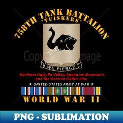758th Tank Battalion - Tuskers - WWII  EU SVC - Instant PNG Sublimation Download - Fashionable and Fearless