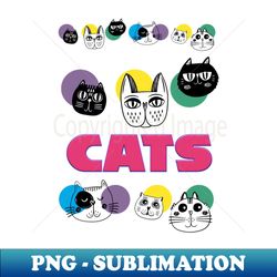 Cats cute happy cat illustration - PNG Transparent Digital Download File for Sublimation - Instantly Transform Your Sublimation Projects