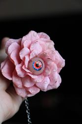 Creepy jewelry Wild pink flower pendant Goth style