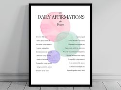 Affirmation Wall Art for Peace  Self Love Positive Affirmations  Words of Affirmation Poster  Daily Affirmations Print