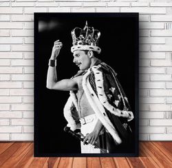 Freddie Mercury Music Poster Canvas Wall Art Family Decor, Home Decor,Frame Option-1