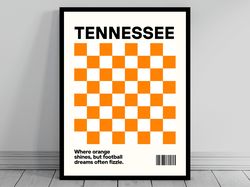 University of Tennessee Football Fan Tennessee Football Poster Funny UT Volunteers College Poster Modern Art Vols Art