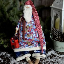 Santa Tilda With House Handmade Santa Santa Doll Christmas Doll Christmas Decor New Year Decor Vintage Santa