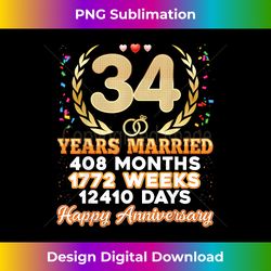 34 Years Married Happy 34th Wedding Anniversary Couple Ri - Eco-Friendly Sublimation PNG Download - Chic, Bold, and Uncompromising