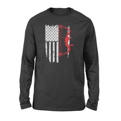 bow hunting hoodie usa flag american patriotic deer gift &8211 standard long sleeve