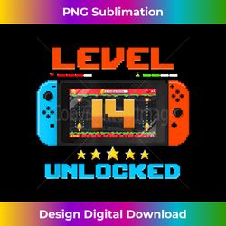 14 Year Old Level 14 Unlocked 14th Birthday Boy Video G - Sleek Sublimation PNG Download - Channel Your Creative Rebel