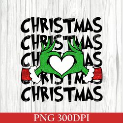 Retro Christmas PNG, Grinch PNG, Dr. Seuss Outfit PNG, Christmas Gifts PNG, Heart Hands Graphic, Xmas Womens Clothing