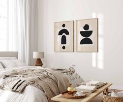 Modern Neutral Gallery Wall Art Set of 2 Printable Art Abstract Geometric Art Beige Wall Art Bedroom Office