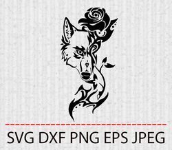 WOLF SVG,PNG,EPS Cameo Cricut Design Template Stencil Vinyl Decal Tshirt Transfer Iron on