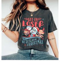 Get In Loser We're Slayin' Christmas Shirt, Vintage Christmas Shirt, Retro Xmas Vibes Shirt, Retro Cute Shirt, Santa Shi